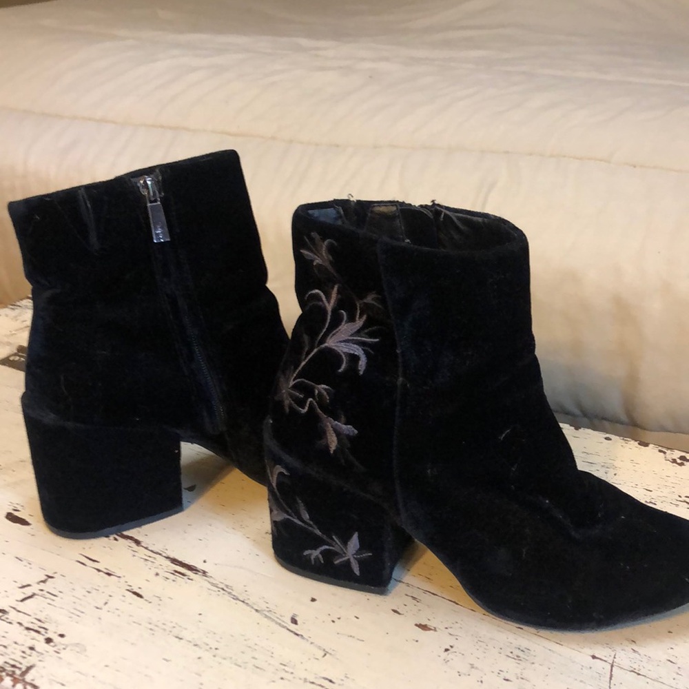 Black velvet boots